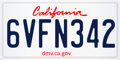 CA license plate 6VFN342
