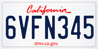 CA license plate 6VFN345