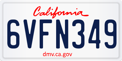 CA license plate 6VFN349