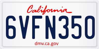 CA license plate 6VFN350