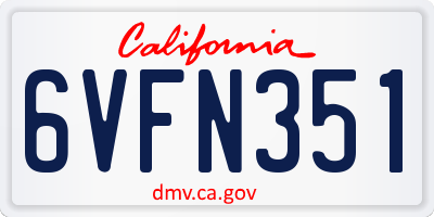 CA license plate 6VFN351