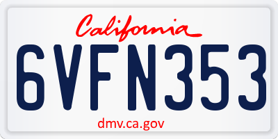 CA license plate 6VFN353