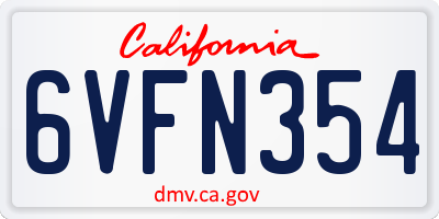 CA license plate 6VFN354
