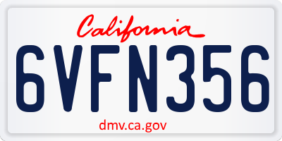 CA license plate 6VFN356