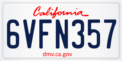 CA license plate 6VFN357