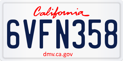 CA license plate 6VFN358