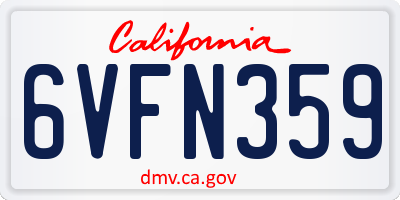 CA license plate 6VFN359