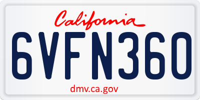CA license plate 6VFN360