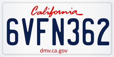 CA license plate 6VFN362