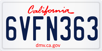 CA license plate 6VFN363