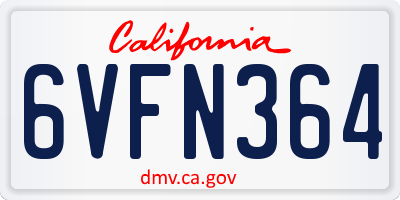 CA license plate 6VFN364