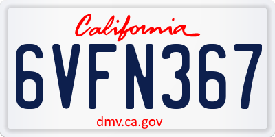 CA license plate 6VFN367