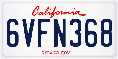CA license plate 6VFN368
