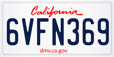CA license plate 6VFN369