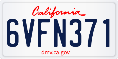 CA license plate 6VFN371