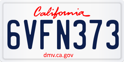 CA license plate 6VFN373