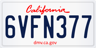 CA license plate 6VFN377