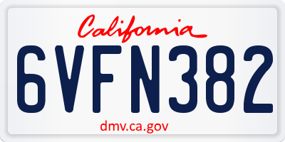 CA license plate 6VFN382