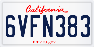 CA license plate 6VFN383