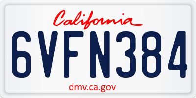 CA license plate 6VFN384