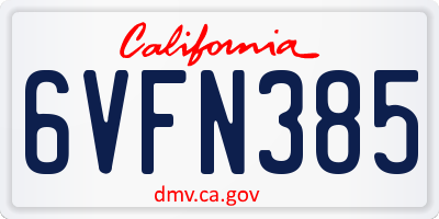CA license plate 6VFN385