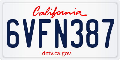 CA license plate 6VFN387