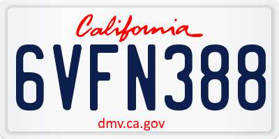 CA license plate 6VFN388