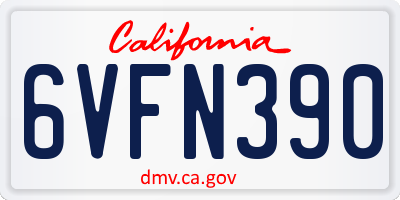 CA license plate 6VFN390