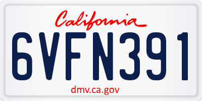 CA license plate 6VFN391
