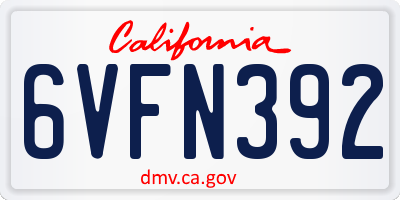 CA license plate 6VFN392