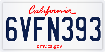 CA license plate 6VFN393