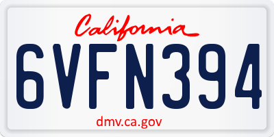 CA license plate 6VFN394