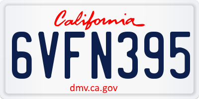 CA license plate 6VFN395