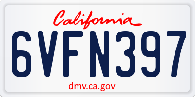 CA license plate 6VFN397
