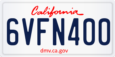 CA license plate 6VFN400