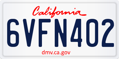CA license plate 6VFN402