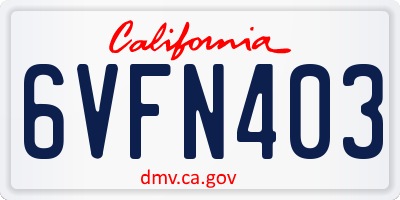 CA license plate 6VFN403