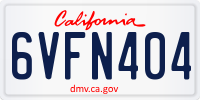 CA license plate 6VFN404