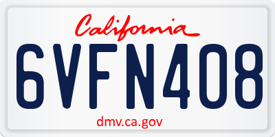 CA license plate 6VFN408