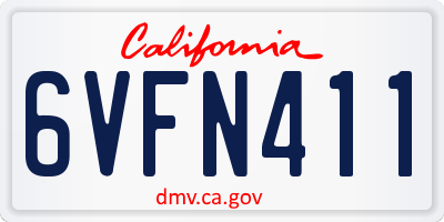 CA license plate 6VFN411