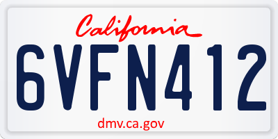 CA license plate 6VFN412