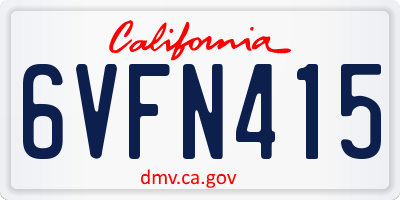 CA license plate 6VFN415