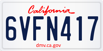 CA license plate 6VFN417