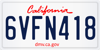 CA license plate 6VFN418