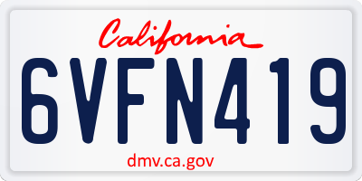 CA license plate 6VFN419