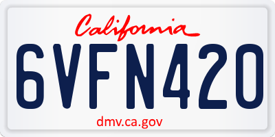 CA license plate 6VFN420