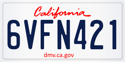 CA license plate 6VFN421