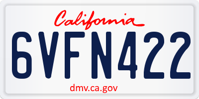 CA license plate 6VFN422