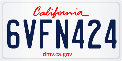 CA license plate 6VFN424