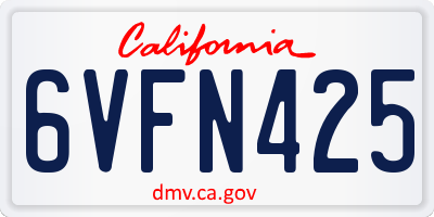 CA license plate 6VFN425